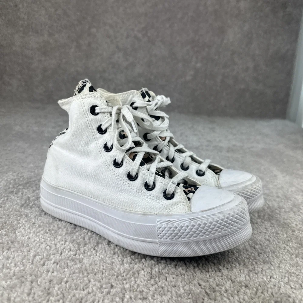 Converse Chuck Taylor All Star Lift High Top White Leopard Size 6 Platform